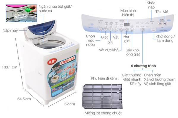 Chỉ dẫn sử dụng máy giặt Toshiba