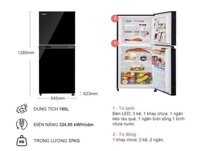 Tủ Lạnh TOSHIBA Inverter 180 Lít GR-B22VU